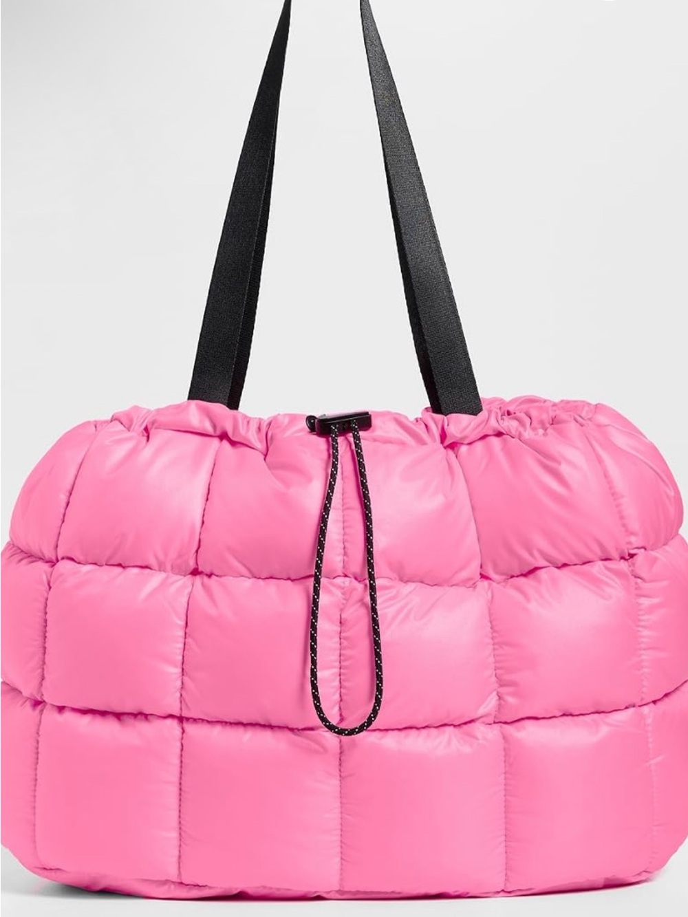 Nike Pink Quilted Puffer Tote with Black Straps